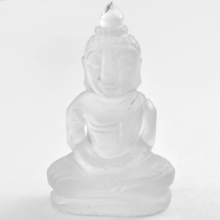 55.17 Ct. Good Natural White Quartz Buddha Carving 38 x 22 x 15 Mm.