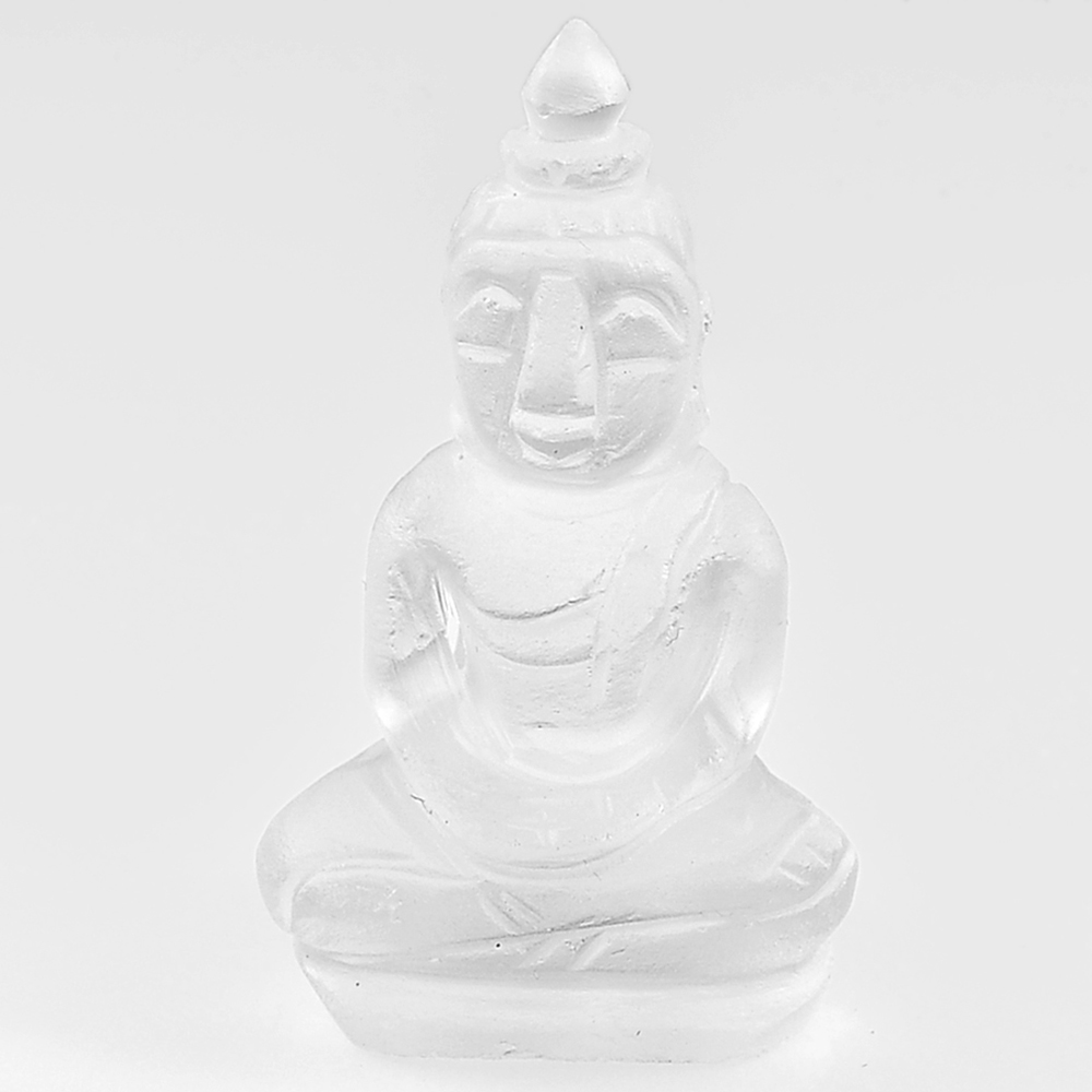 White Quartz 54.84 Ct. Buddha Carving 39 x 21 Mm. Natural Gemstone Unheated