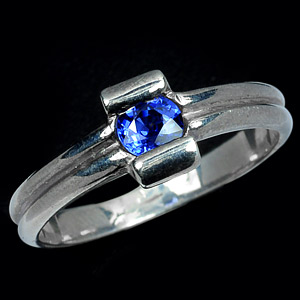 3.06 G. Blue Cubic Zirconia Sterling Silver Ring Sz 8.5