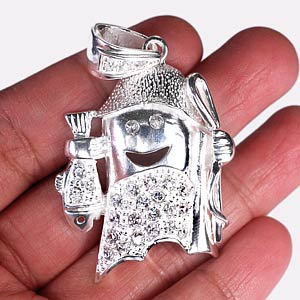 21.80 G. White Cubic Zirconia Sterling Silver Pendant