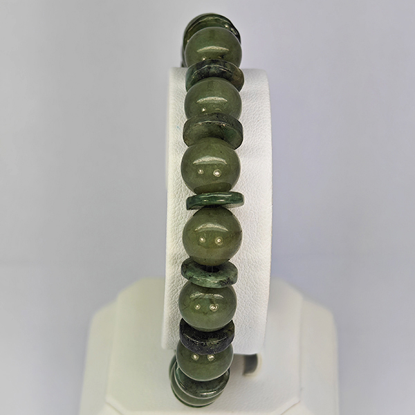 Natural Multi Color Green Genuine Jade 161.34 Ct. Beads Stretch Bracelet Gemstone From Thailand