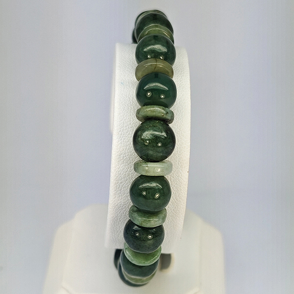 Natural Multi Color Green Genuine Jade 143.52 Ct. Beads Stretch Bracelet Gemstone From Thailand