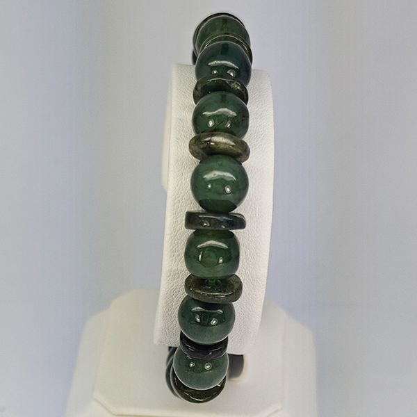 Natural Multi Color Green Genuine Jade 161.80 Ct. Beads Stretch Bracelet Gemstone From Thailand