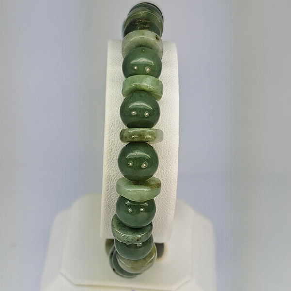Natural Multi Color Green Genuine Jade 164.03 Ct. Beads Stretch Bracelet Gemstone From Thailand