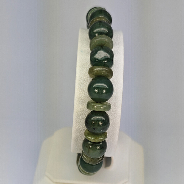 Natural Multi Color Green Genuine Jade 140.14 Ct. Beads Stretch Bracelet Gemstone From Thailand