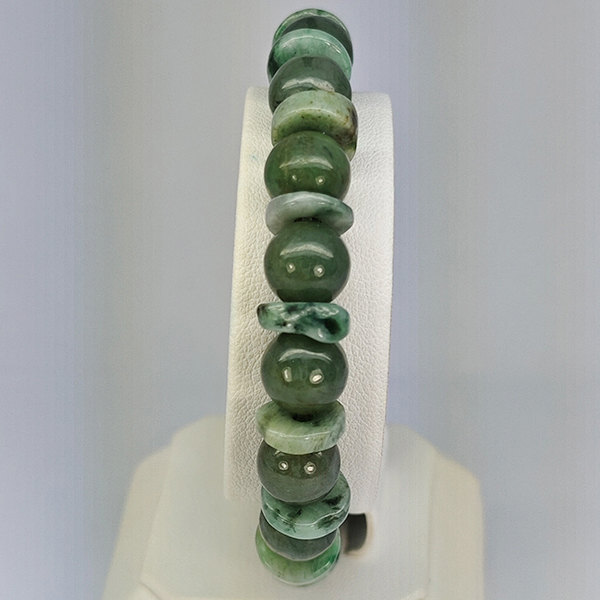 Natural Multi Color Green Genuine Jade 153.59 Ct. Beads Stretch Bracelet Gemstone From Thailand