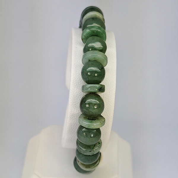 Natural Multi Color Green Genuine Jade 150.40 Ct. Beads Stretch Bracelet Gemstone From Thailand
