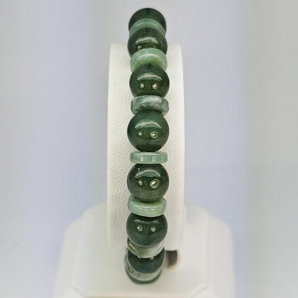 Natural Multi Color Green Genuine Jade 144.45 Ct. Beads Stretch Bracelet Gemstone From Thailand