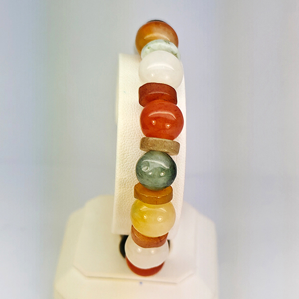 Natural Multi Color Genuine Jade 180.68 Ct. Beads Stretch Bracelet Gemstone From Thailand