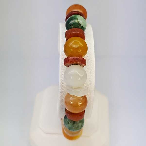 Natural Multi Color Genuine Jade 174.02 Ct. Beads Stretch Bracelet Gemstone From Thailand