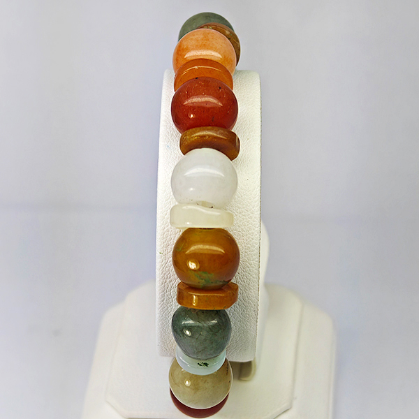 Natural Multi Color Genuine Jade 171.66 Ct. Beads Stretch Bracelet Gemstone From Thailand