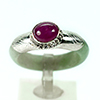 22.15 Ct. Natural Genuine Burmese Jade Ring Diameter With Silver Ruby Size 8
