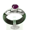 21.75 Ct. Natural Genuine Burmese Jade Ring Diameter With Silver Ruby Size 8