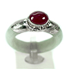 27.45 Ct. Natural Genuine Burmese Jade Ring Diameter With Silver Ruby Size 8
