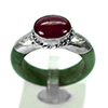 20.62 Ct. Natural Genuine Burmese Jade Ring Diameter With Silver Ruby Size 7.5