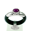 18.66 Ct. Natural Genuine Burmese Jade Ring Diameter With Silver Ruby Size 7.5