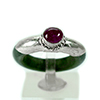18.48 Ct. Natural Genuine Burmese Jade Ring Diameter With Silver Ruby Size 5.5