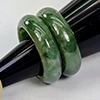 32.03 Ct. 2 Pcs Beauteous Natural Gemstone White Green Jade Rings Size 5