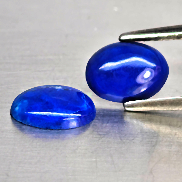 Natural Multi Color Blue Lapis Lazuli Gemstones 1.09 Ct. 2 Pcs. Oval Cabochon Shape 7 x 5 Mm.
