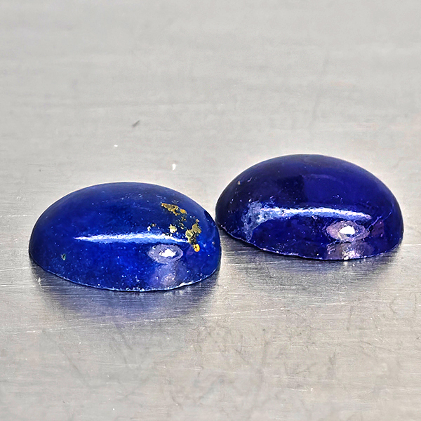 Natural Multi Color Blue Lapis Lazuli Gemstones 1.35 Ct. 2 Pcs. Oval Cabochon Shape 6.9 x 5.2 Mm.