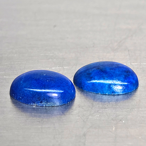 Natural Multi Color Blue Lapis Lazuli Gemstones 1.24 Ct. 2 Pcs. Oval Cabochon Shape 6.9 x 5.3 Mm.