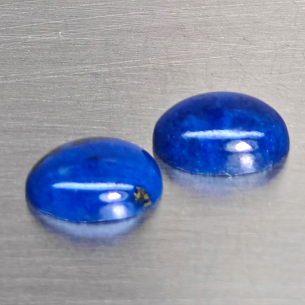 Natural Multi Color Blue Lapis Lazuli Gemstones 1.09 Ct. 2 Pcs. Oval Cabochon Shape 6.9 x 5 Mm.