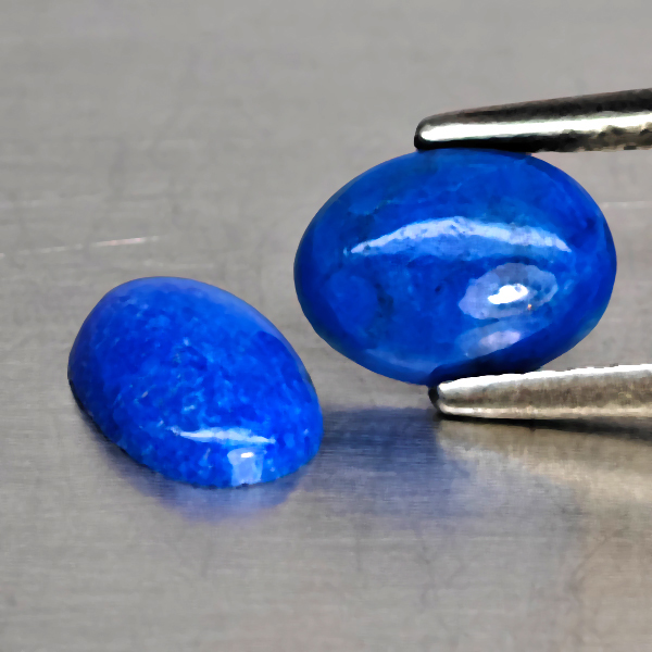 Natural Multi Color Blue Lapis Lazuli Gemstones 1.60 Ct. 2 Pcs. Oval Cabochon Shape 7.2 x 5.2 Mm.