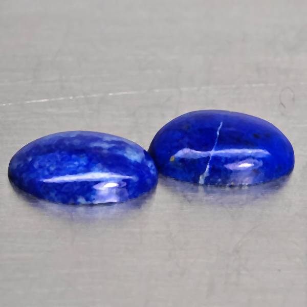 Natural Multi Color Blue Lapis Lazuli Gemstones 1.10 Ct. 2 Pcs. Oval Cabochon Shape 6.7 x 5.1 Mm.