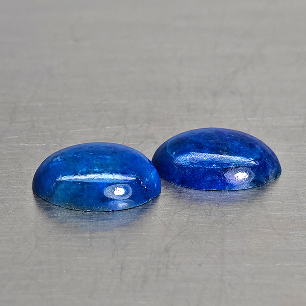 Natural Multi Color Blue Lapis Lazuli Gemstones 0.76 Ct. 2 Pcs. Oval Cabochon Shape 6.9 x 5.1 Mm.