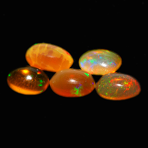 2.57 Ct. 5 Pcs. Oval Cabochon Natural Multi Color Opal
