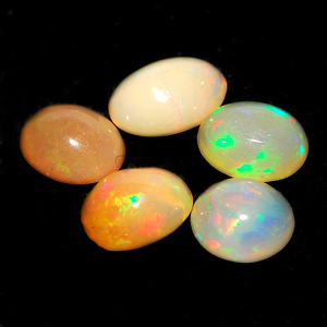 3.27 Ct. 5 Pcs. Oval Cabochon Natural Multi Color Opal