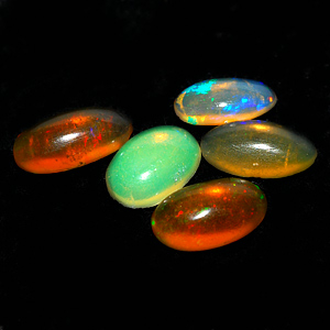 2.13 Ct. 5 Pcs. Oval Cabochon Natural Multi Color Opal