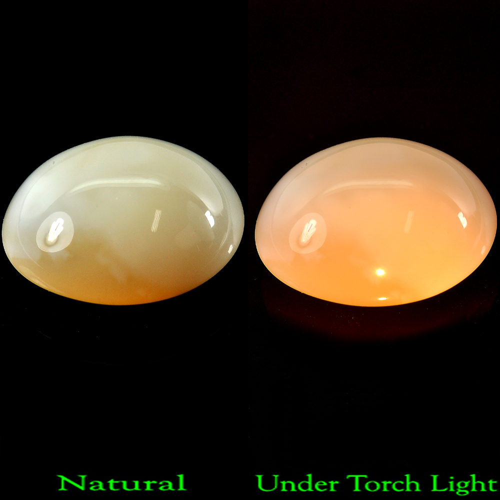 28.82 Ct. Oval Cab Natural White Orange Opal Unheated