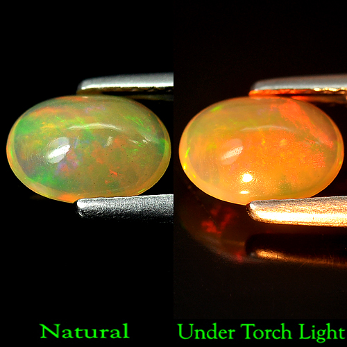 0.74 Ct. Oval Cabochon Natural Semi - Transparent Multi Color Opal Unheated