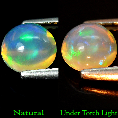 0.84 Ct. Round Cab Natural Gemstone Multi - Color Play Of Colour Opal Unheated