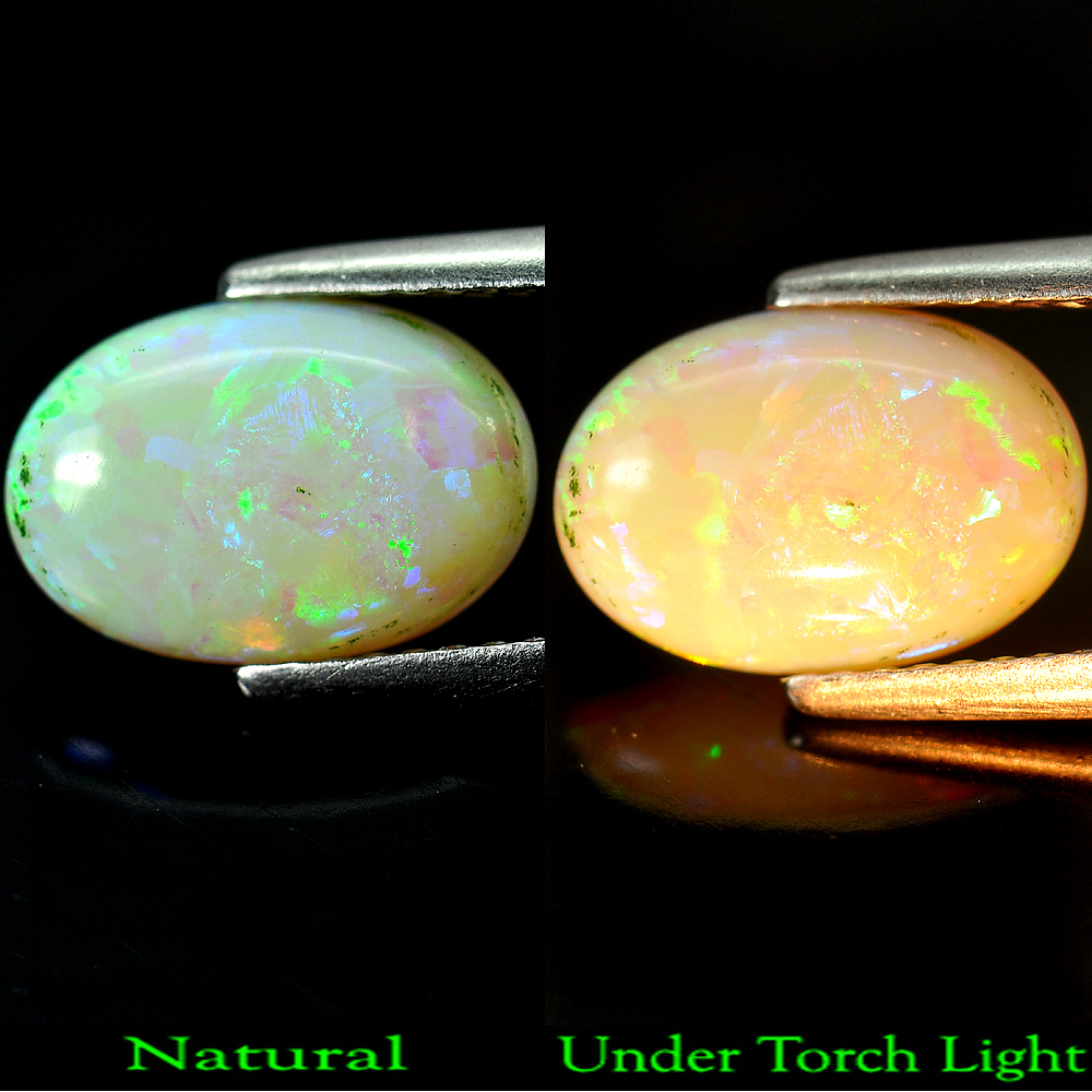 Natural 1.02 Ct. 11.2 x 7.7 mm. Oval Cabochon Multi - Color Play Of Colour Opal