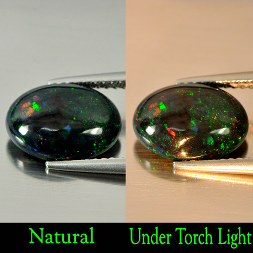 Natural Gem Oval Cabochon 1.91 Ct. Play Of Color Rainbow Fire Red Black Opal