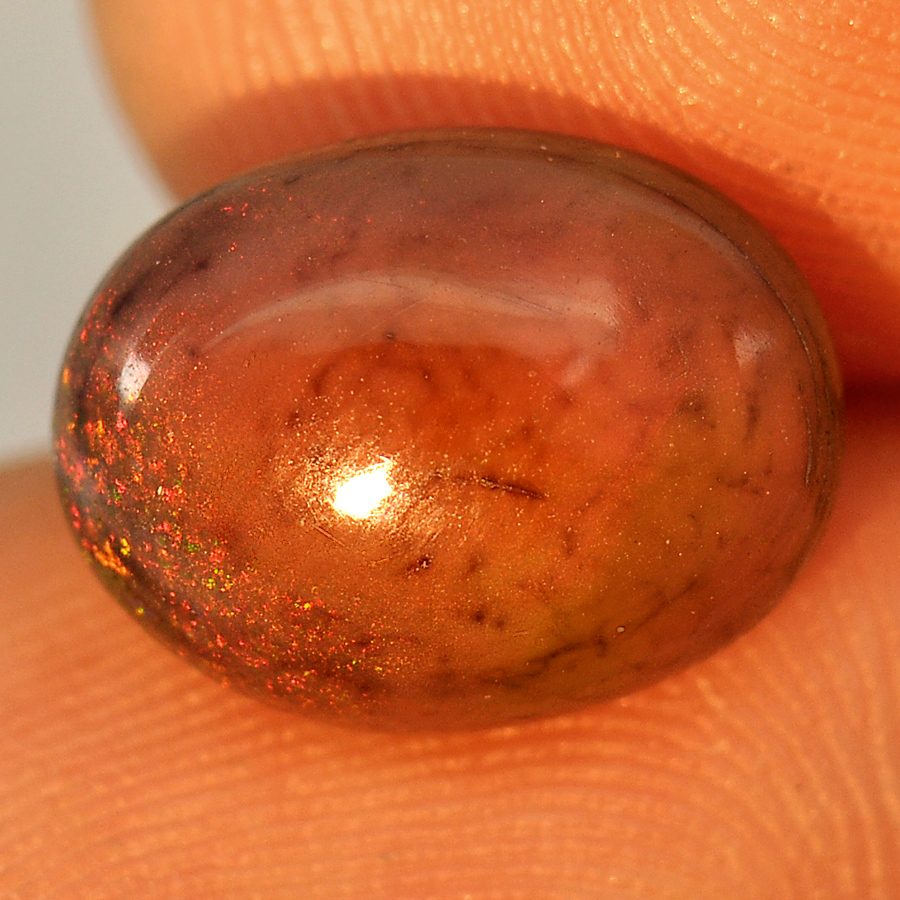 Play Of Color Rainbow Fire Red Black Opal 2.52 Ct Oval Cabochon Natural Gemstone