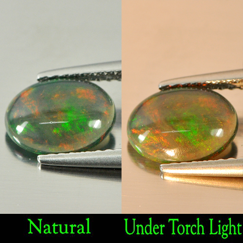 Fire Red Black Opal 0.76 Ct. Oval Cabochon Shape 9.1 x 7 Mm. Natural Gemstone