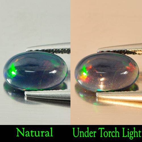 Fire Red Black Opal 0.73 Ct. Oval Cabochon Shape 8.9 x 6 Mm. Natural Gemstone