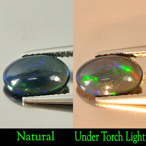 Opal Fire Red Black Play Of Color Rainbow 0.91 Ct Oval Cabochon Natural Gemstone