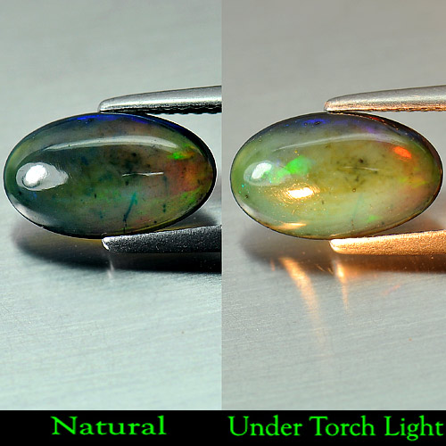 Oval Cabochon 1.63 Ct. Natural Gem Play Of Color Rainbow Fire Red Black Opal