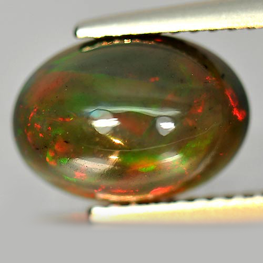 Play Of Color Rainbow Fire Red Black Opal 1.83 Ct Oval Cabochon Natural Gemstone