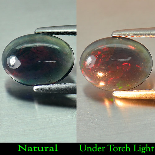 Play Of Color Rainbow Fire Red Black Opal Oval Cabochon1.02 Ct. Natural Gemstone