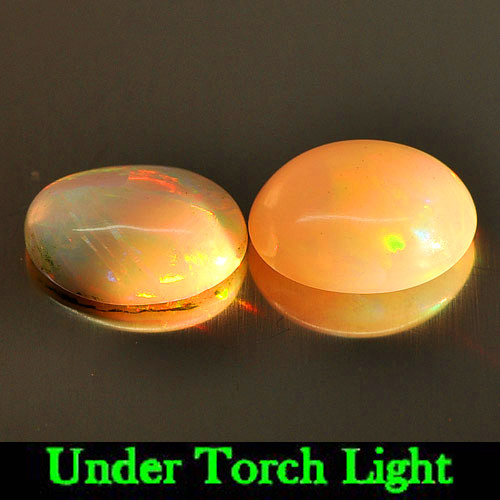 Beauteous Gem 1.24 Ct. 2 Pcs. Oval Cab Natural Multi Color Play Of Colour Opal