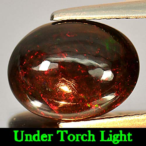 Fire Red Black Opal 2.55 Ct. Oval Cabochon Shape 11.8 x 9 Mm. Natural Gemstone