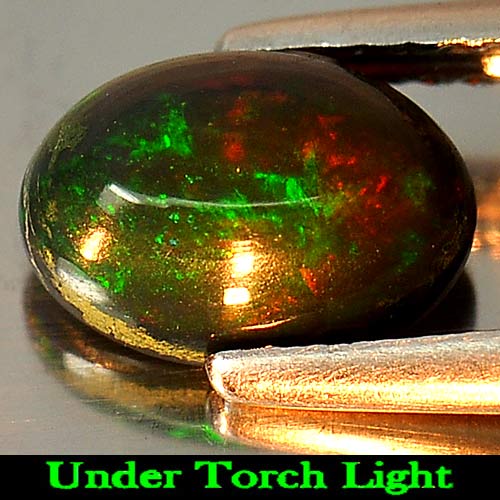 Fire Red Black Opal 1.04 Ct. Oval Cabochon Shape 8.7 x 6 Mm. Natural Gemstone