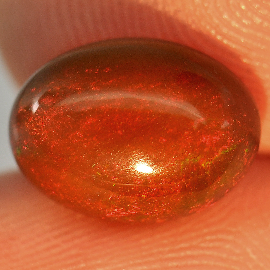 Play Of Color Rainbow Fire Red Black Opal 1.78 Ct Oval Cabochon Natural Ethiopia