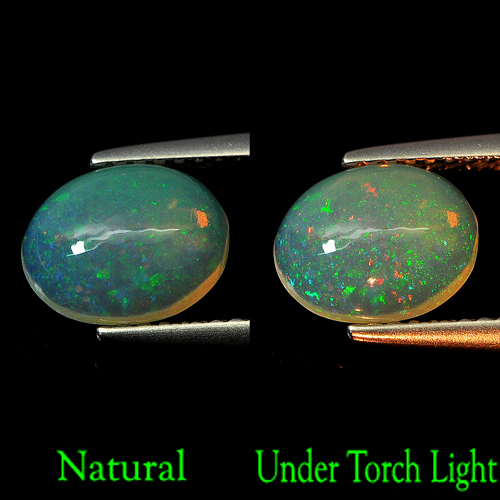 0.98 Ct. Blazing Unheated Oval Cab Multi Color Natural Opal Gem Ethiopia