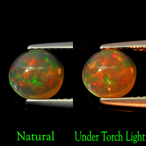 0.92 Ct. Sparkle Round Cab Multi Color Natural Opal Gem Unheated Ethiopia